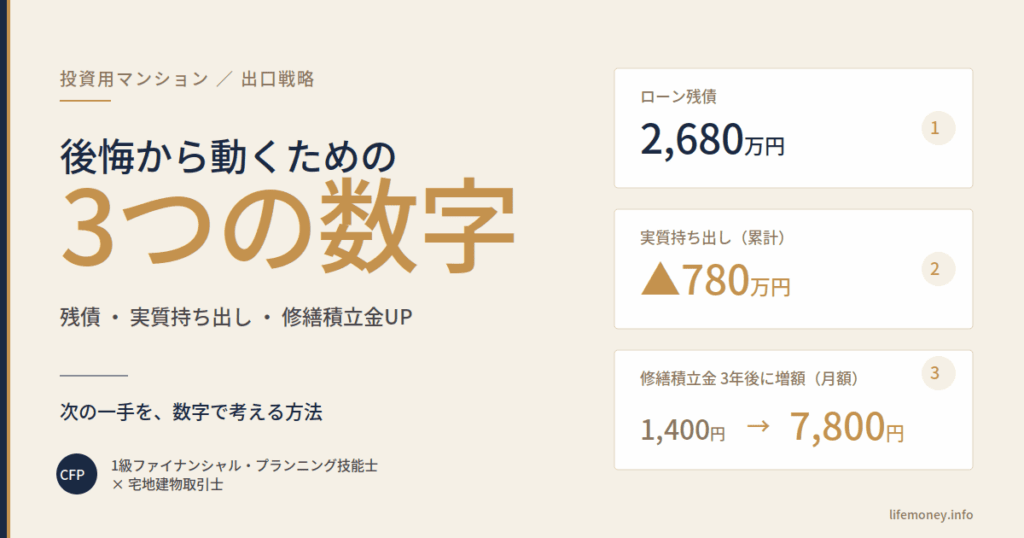 投資マンションを買って後悔している所有者様へ。次の一手を数字で考える方法【CFP解説】